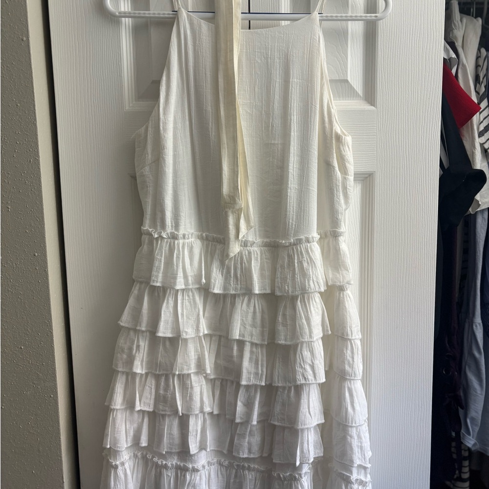 She + Sky Cream Textured Halter Top Dress